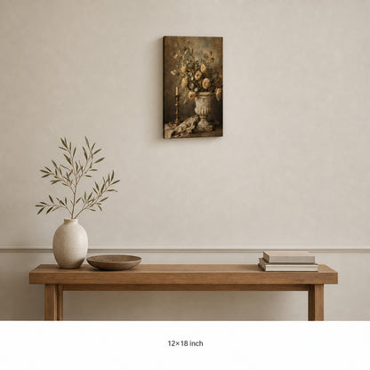 Vintage Botanical Stone Urn Still Life Canvas Wall Art - 04_sku_12x18_wall
