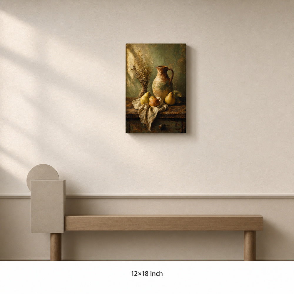 Rustic Kitchen Pear Crock Still Life Canvas Wall Art - 04_sku_12x18_wall