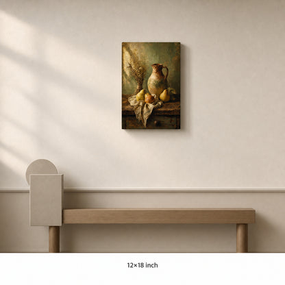 Rustic Kitchen Pear Crock Still Life Canvas Wall Art - 04_sku_12x18_wall