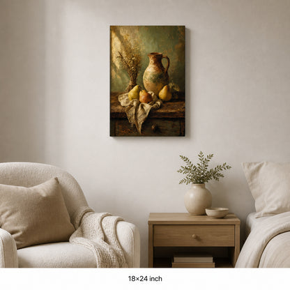 Rustic Kitchen Pear Crock Still Life Canvas Wall Art - 05_sku_18x24_wall