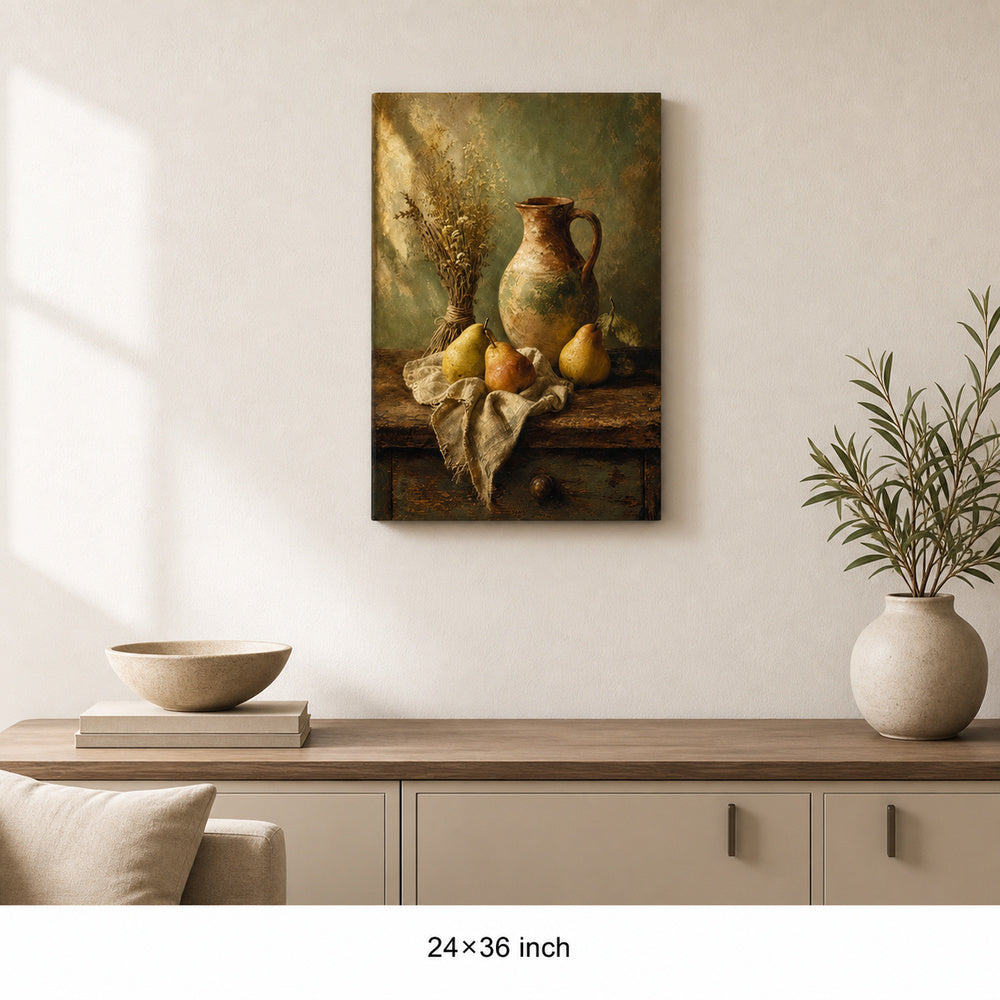 Rustic Kitchen Pear Crock Still Life Canvas Wall Art - 06_sku_24x36_wall