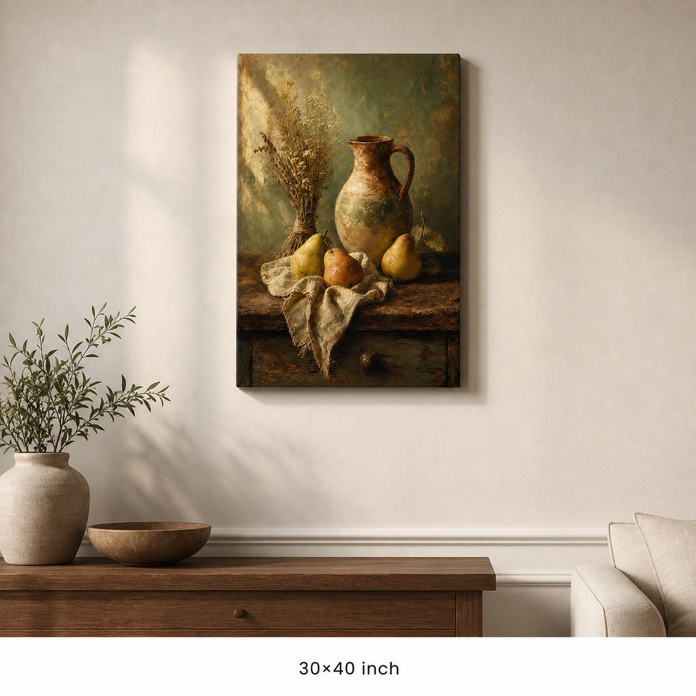 Rustic Kitchen Pear Crock Still Life Canvas Wall Art - 07_sku_30x40_wall