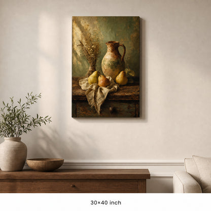 Rustic Kitchen Pear Crock Still Life Canvas Wall Art - 07_sku_30x40_wall
