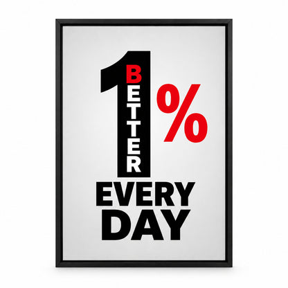 One Percent Better Every Day Motivational Canvas Wall Art | black_sku