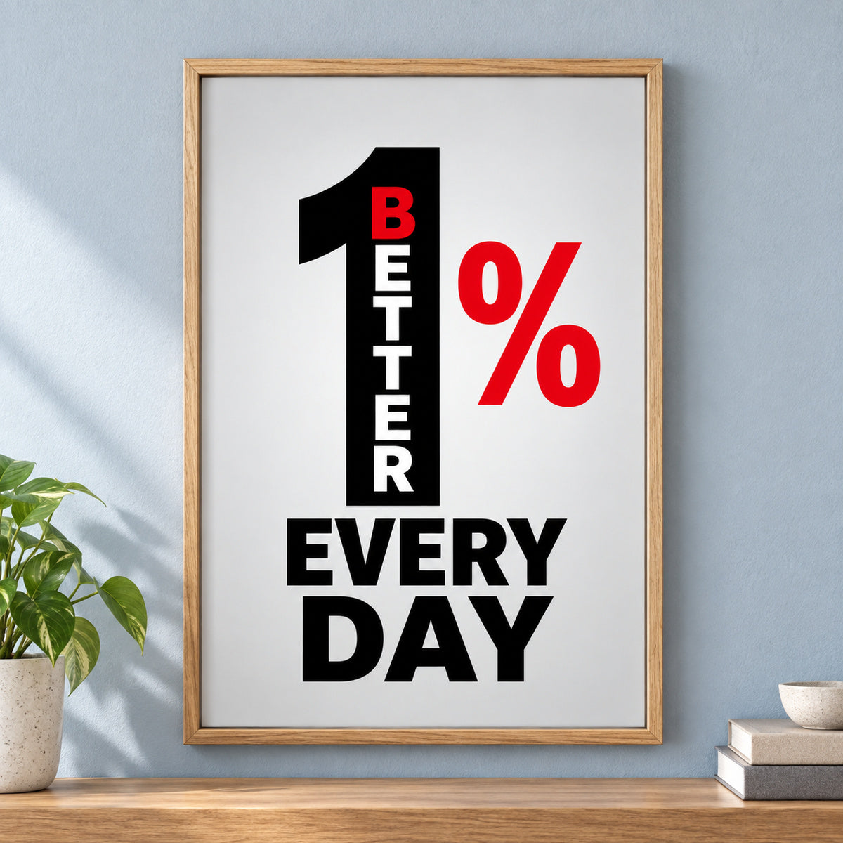 One Percent Better Every Day Motivational Canvas Wall Art | brown_independent_close