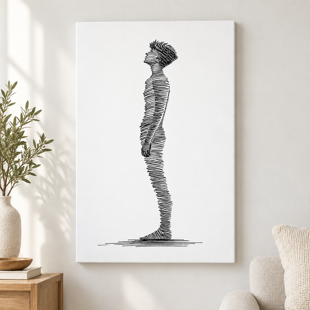 Minimalist Line Art Profile Figure Canvas Wall Art | frameless close wall hero