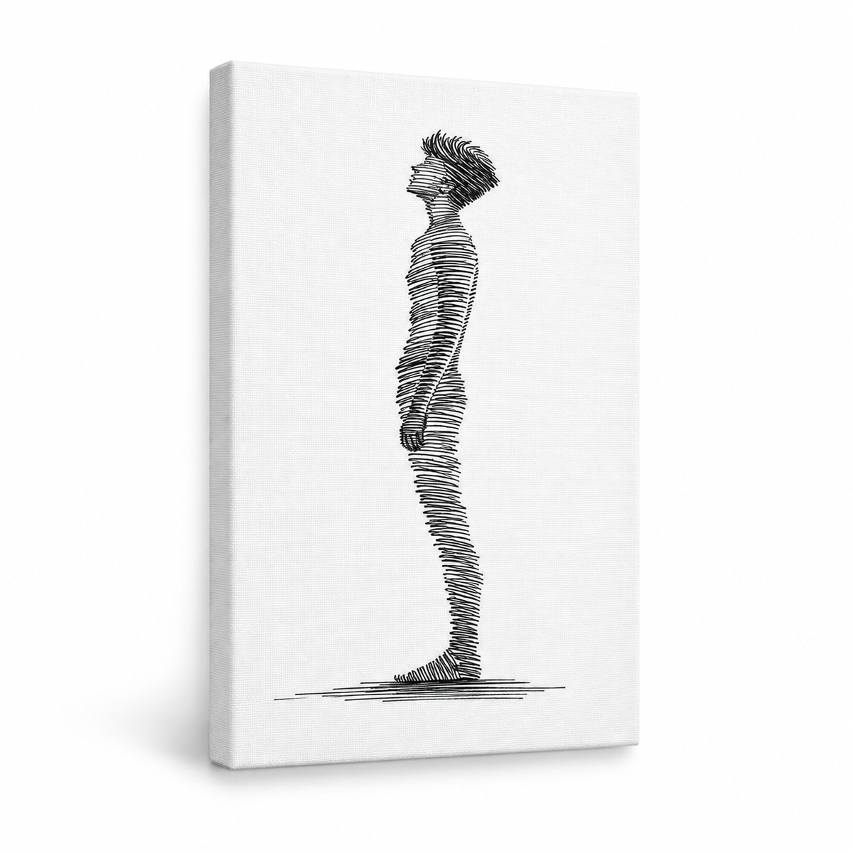 Minimalist Line Art Profile Figure Canvas Wall Art | frameless stretched canvas SKU