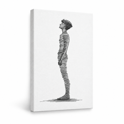 Minimalist Line Art Profile Figure Canvas Wall Art | frameless stretched canvas SKU