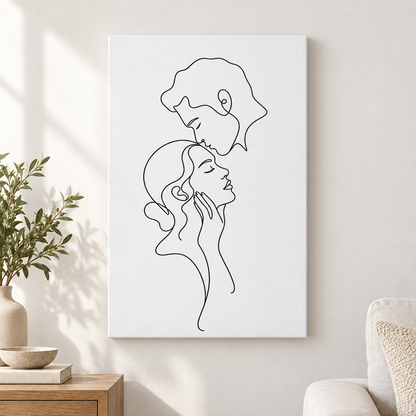 Minimalist Couple Line Art Floater Frame Canvas Wall Art | frameless close wall hero