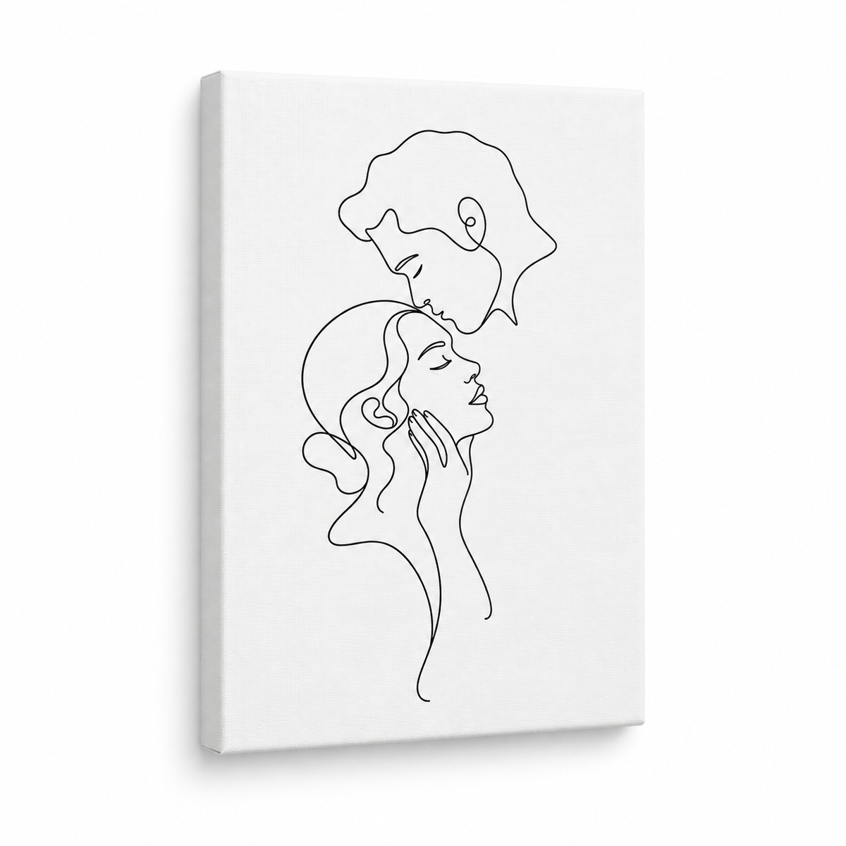 Minimalist Couple Line Art Floater Frame Canvas Wall Art | frameless stretched canvas SKU
