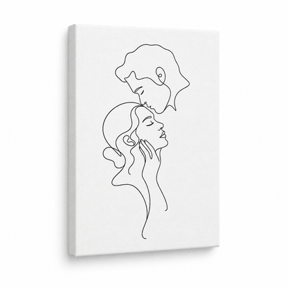 Minimalist Couple Line Art Floater Frame Canvas Wall Art | frameless stretched canvas SKU