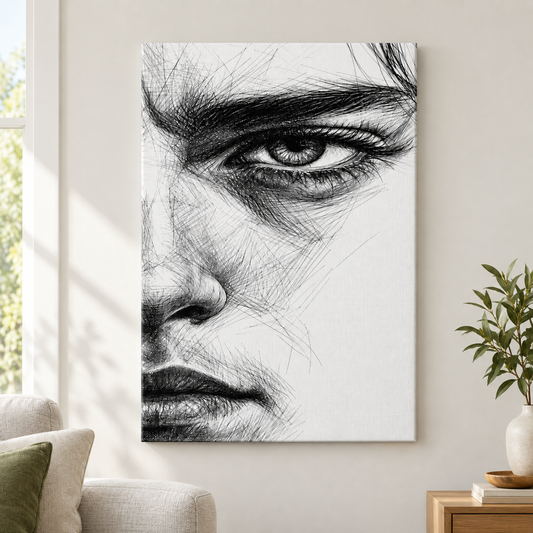 Extreme Eye Pen Sketch Floater Frame Canvas Wall Art | frameless close wall hero