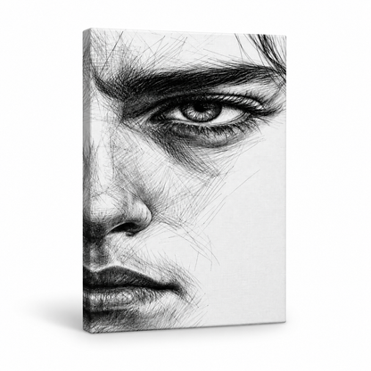 Extreme Eye Pen Sketch Floater Frame Canvas Wall Art | frameless stretched canvas SKU