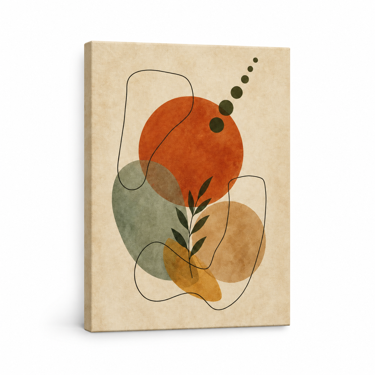 Organic Shapes Earthtone Abstract Poster Floater Frame Canvas Wall Art | frameless stretched canvas SKU