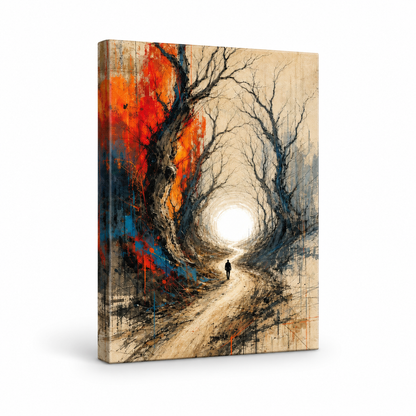 Road To Light Dead Trees Abstract Floater Frame Canvas Wall Art | frameless stretched canvas SKU