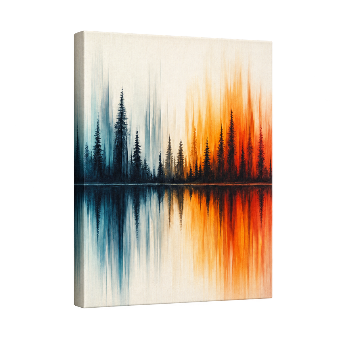 Abstract Autumn Forest Reflection Floater Frame Canvas Wall Art | frameless stretched canvas SKU