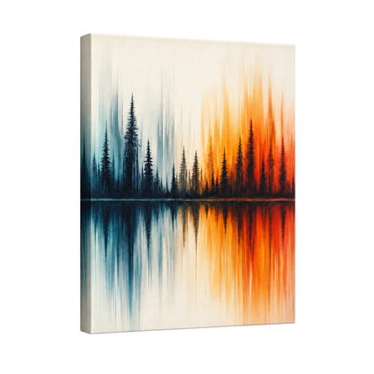 Abstract Autumn Forest Reflection Floater Frame Canvas Wall Art | frameless stretched canvas SKU