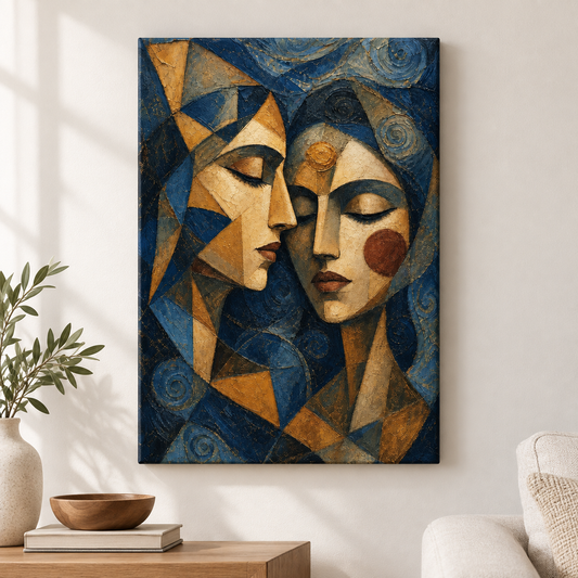 Intimate Cubist Women Faces Floater Frame Canvas Wall Art | frameless close wall hero