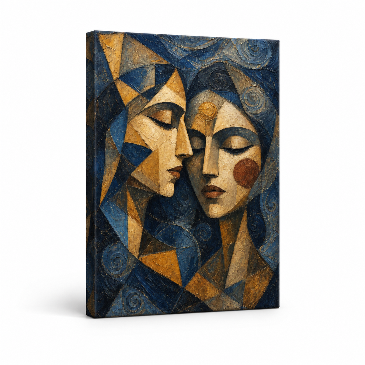 Intimate Cubist Women Faces Floater Frame Canvas Wall Art | frameless stretched canvas SKU