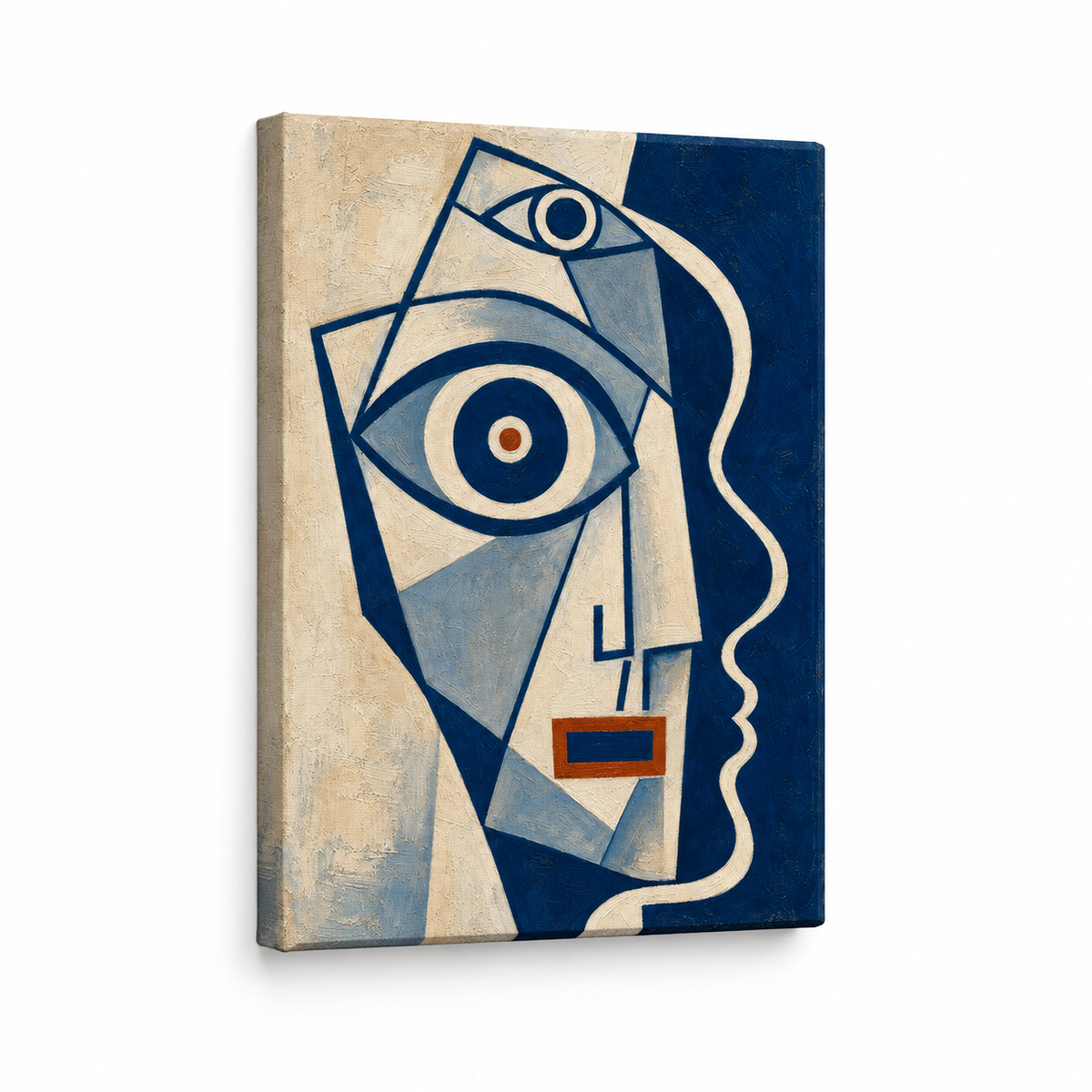 One Eye Cubist Abstract Face Floater Frame Canvas Wall Art | frameless stretched canvas SKU