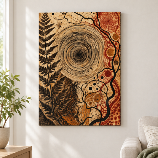 Organic Concentric Vortex Abstract Floater Frame Canvas Wall Art | frameless close wall hero