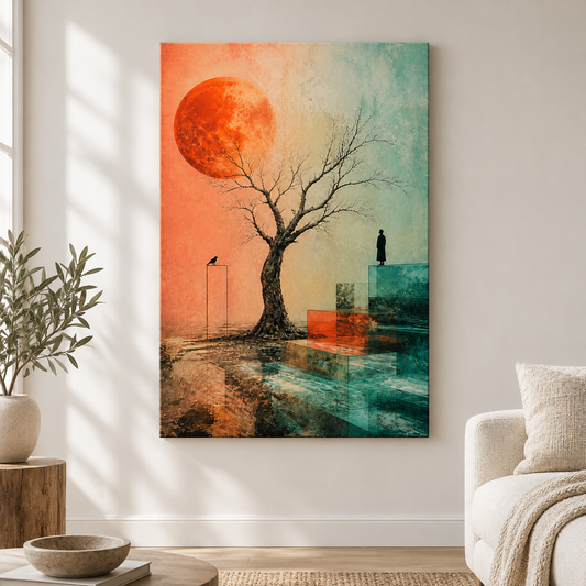 Silent Threshold Surreal Tree Floater Frame Canvas Wall Art | frameless close wall hero