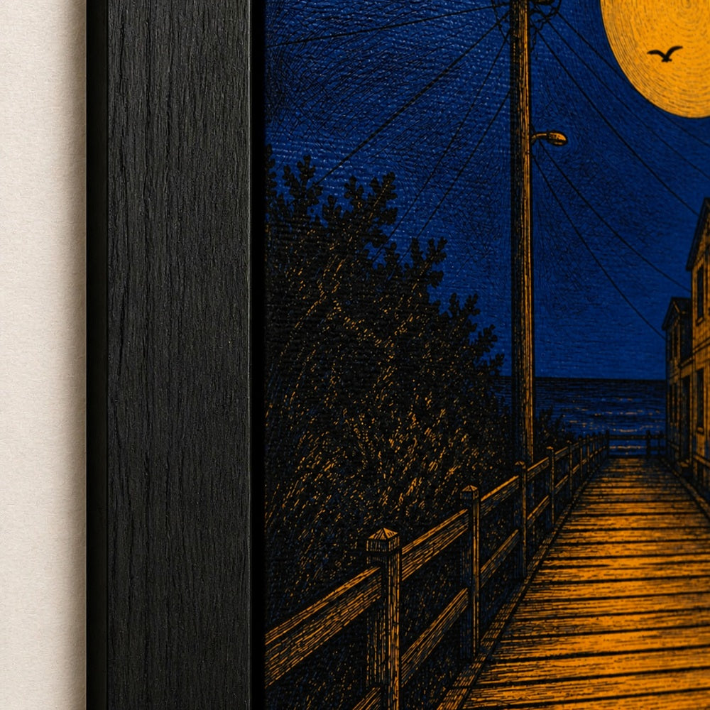 Moonlit Boardwalk Coastal Floating Frame Wall Art - 03