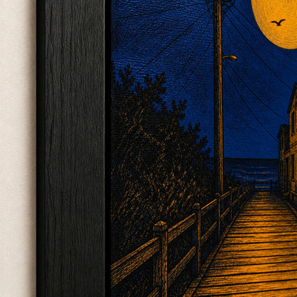Moonlit Boardwalk Coastal Floating Frame Wall Art - 03