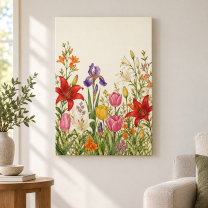 Garden Rising Botanical Floater Frame Canvas Wall Art | frameless close wall hero