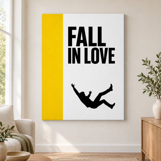 Fall In Love Minimalist Floater Frame Canvas Wall Art | frameless close wall hero