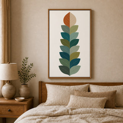 Split Tone Leaves Mid Century Floating Frame Wall Art - 04