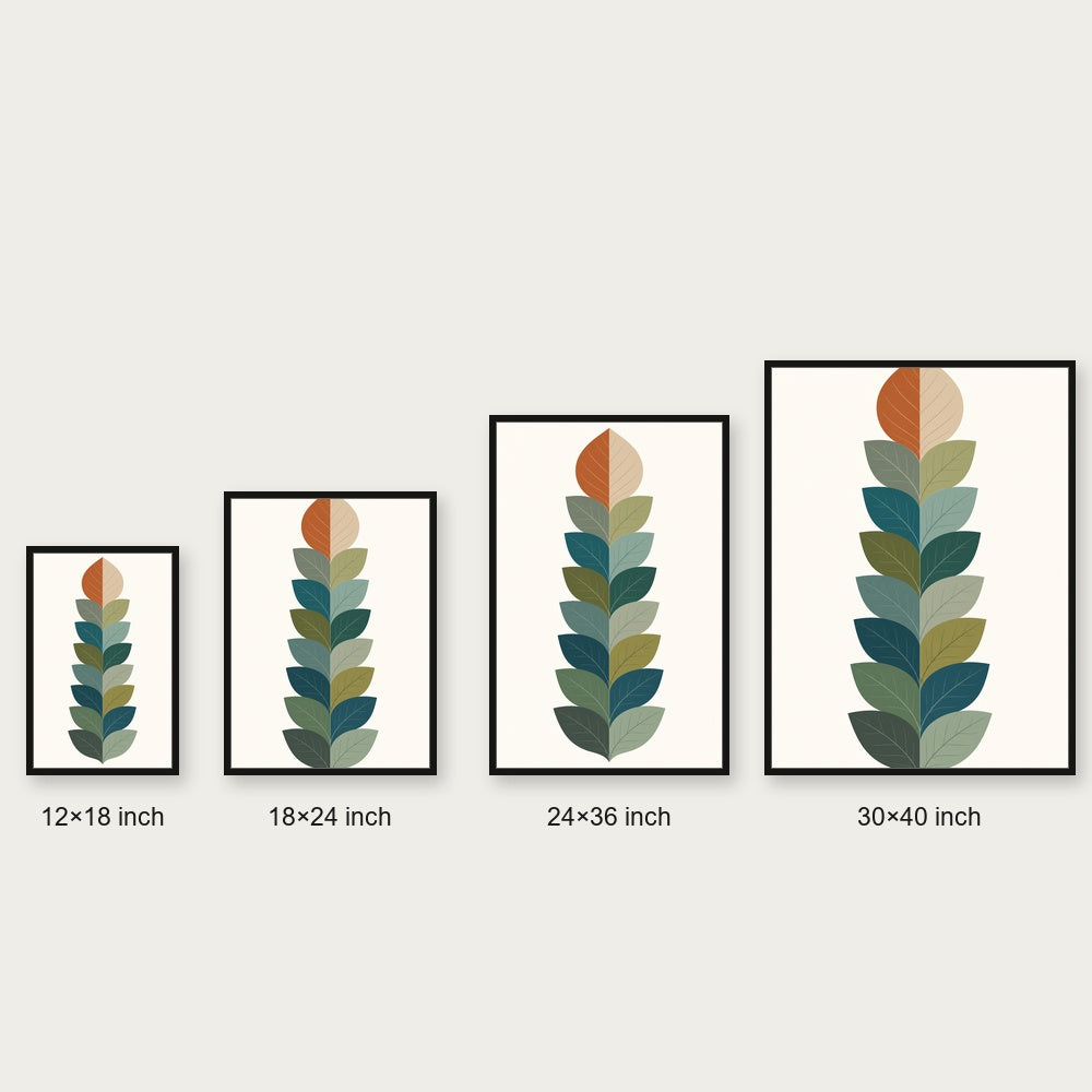 Split Tone Leaves Mid Century Floating Frame Wall Art - 06