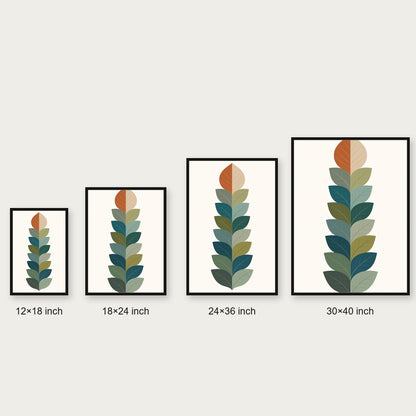 Split Tone Leaves Mid Century Floating Frame Wall Art - 06