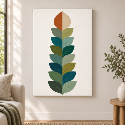Split Tone Leaves Mid Century Floater Frame Canvas Wall Art | frameless close wall hero