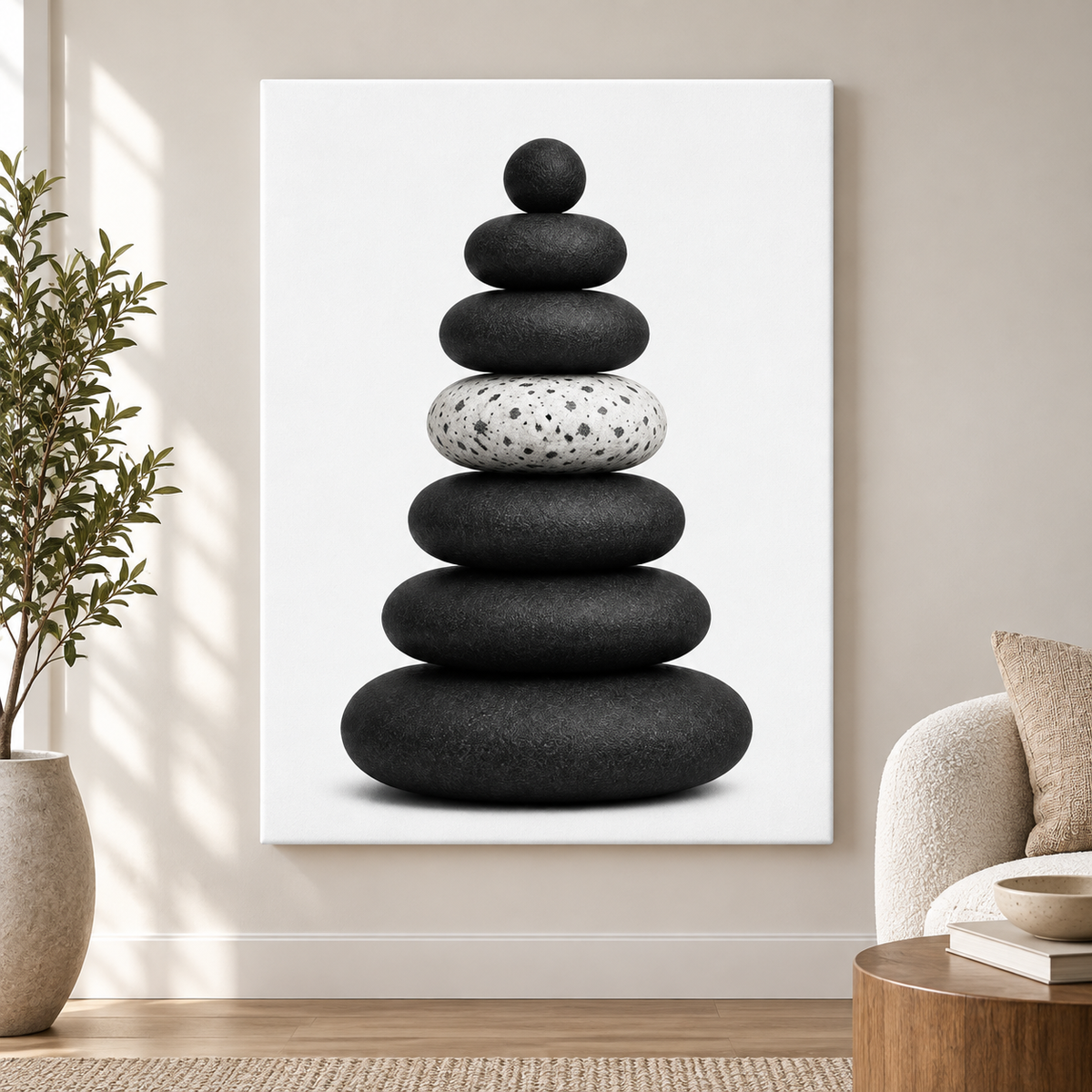 Seven Stone Zen Balance Floater Frame Canvas Wall Art | frameless close wall hero