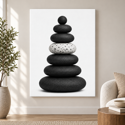 Seven Stone Zen Balance Floater Frame Canvas Wall Art | frameless close wall hero