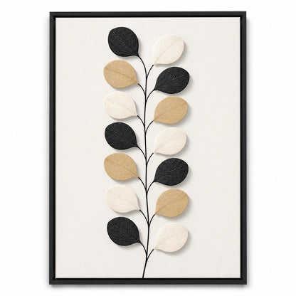 Nordic Etched Leaves Floating Frame Wall Art - 01