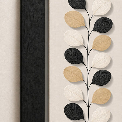 Nordic Etched Leaves Floating Frame Wall Art - 03