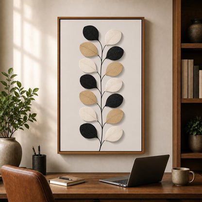 Nordic Etched Leaves Floating Frame Wall Art - 05