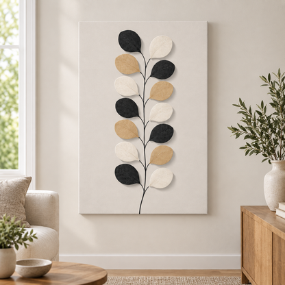 Nordic Etched Leaves Floater Frame Canvas Wall Art | frameless close wall hero