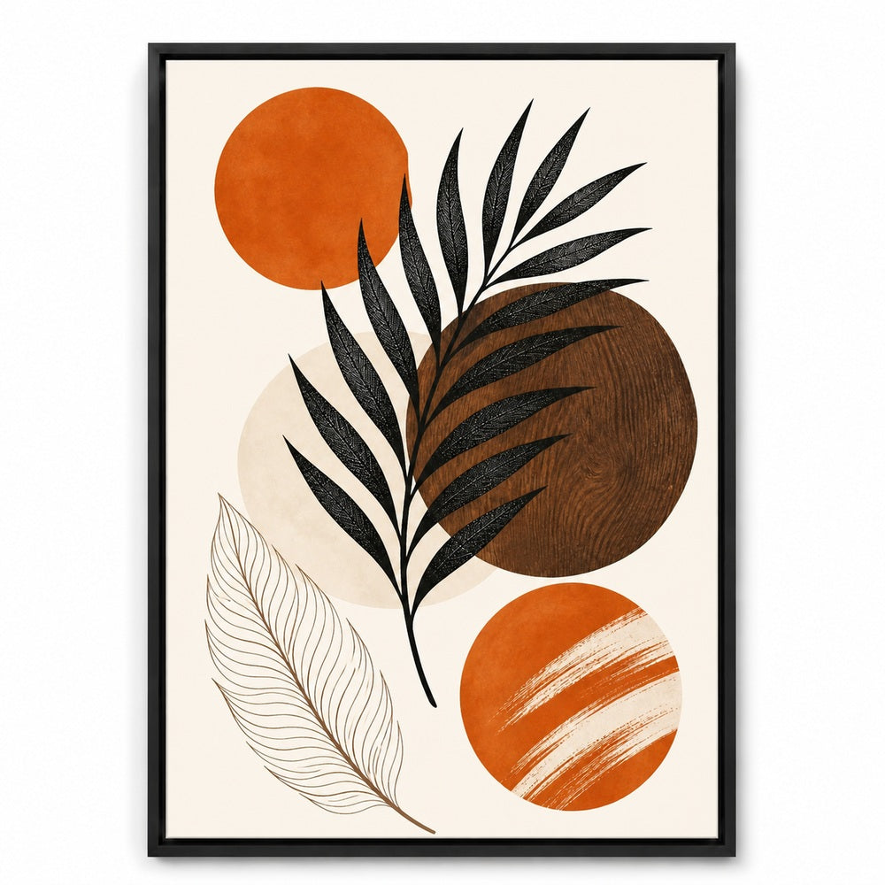 Earthtone Palm Collage Floating Frame Wall Art - 01