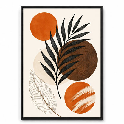 Earthtone Palm Collage Floating Frame Wall Art - 01