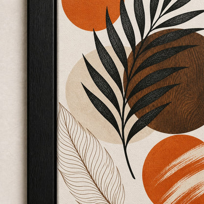 Earthtone Palm Collage Floating Frame Wall Art - 03