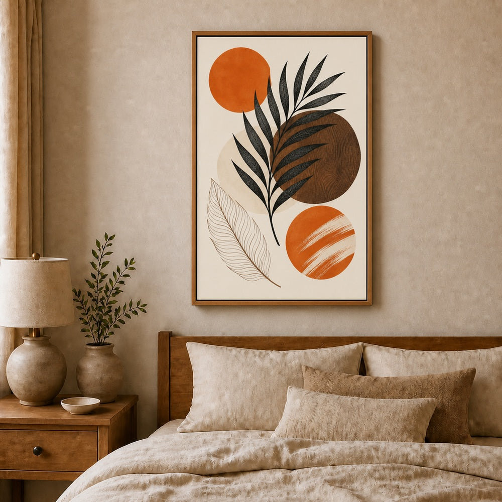 Earthtone Palm Collage Floating Frame Wall Art - 04