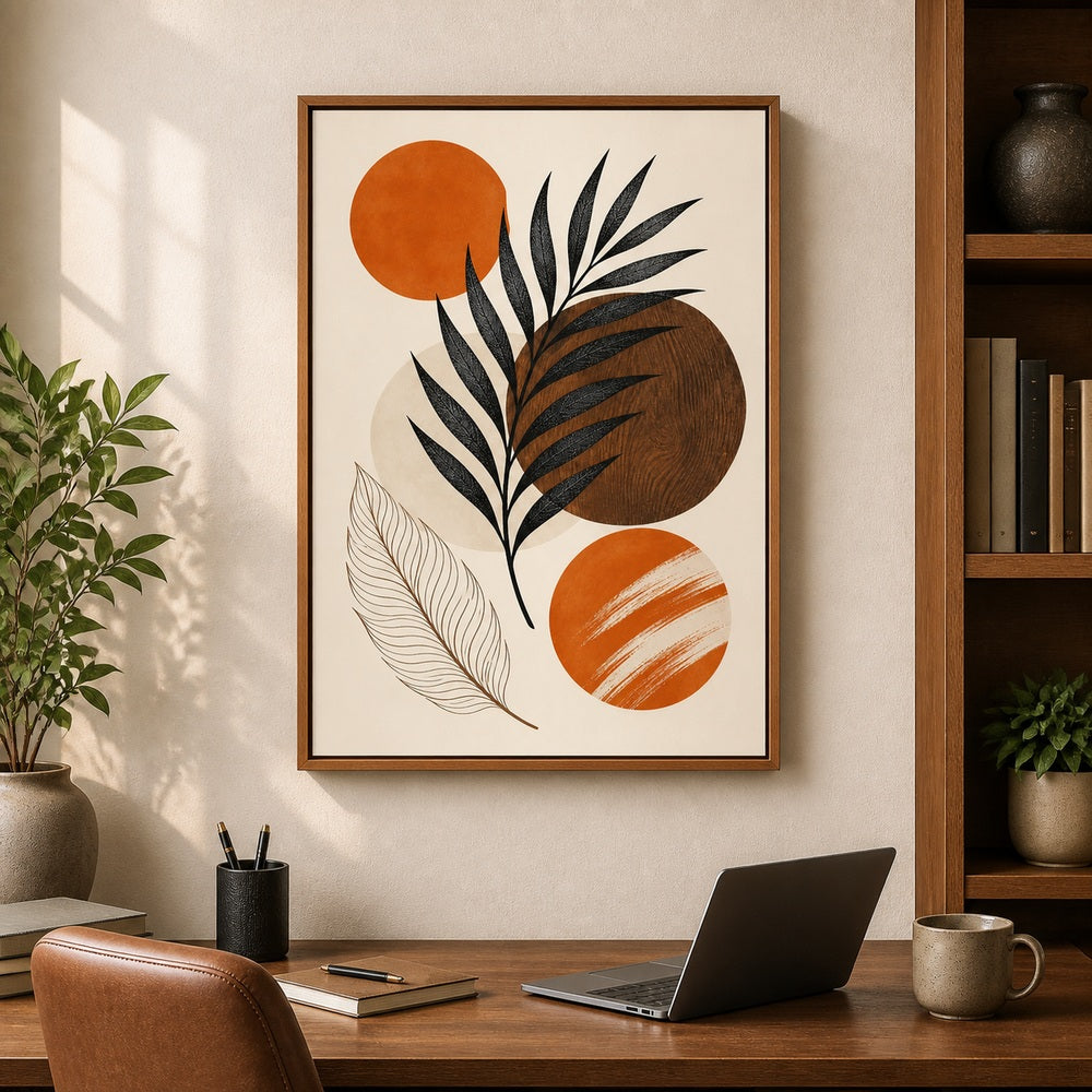 Earthtone Palm Collage Floating Frame Wall Art - 05