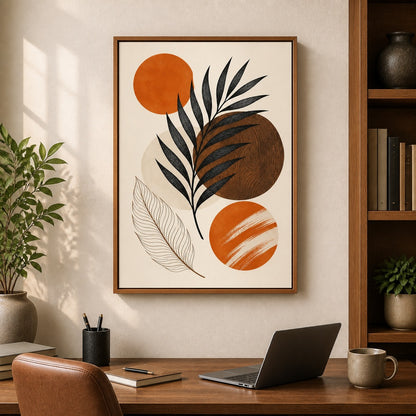 Earthtone Palm Collage Floating Frame Wall Art - 05