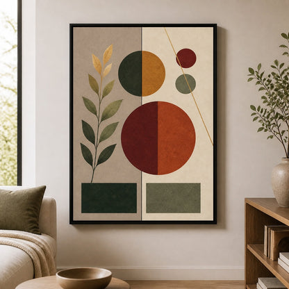 Divided Geometry Botanical Floating Frame Wall Art - 02