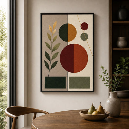 Divided Geometry Botanical Floating Frame Wall Art - 02b
