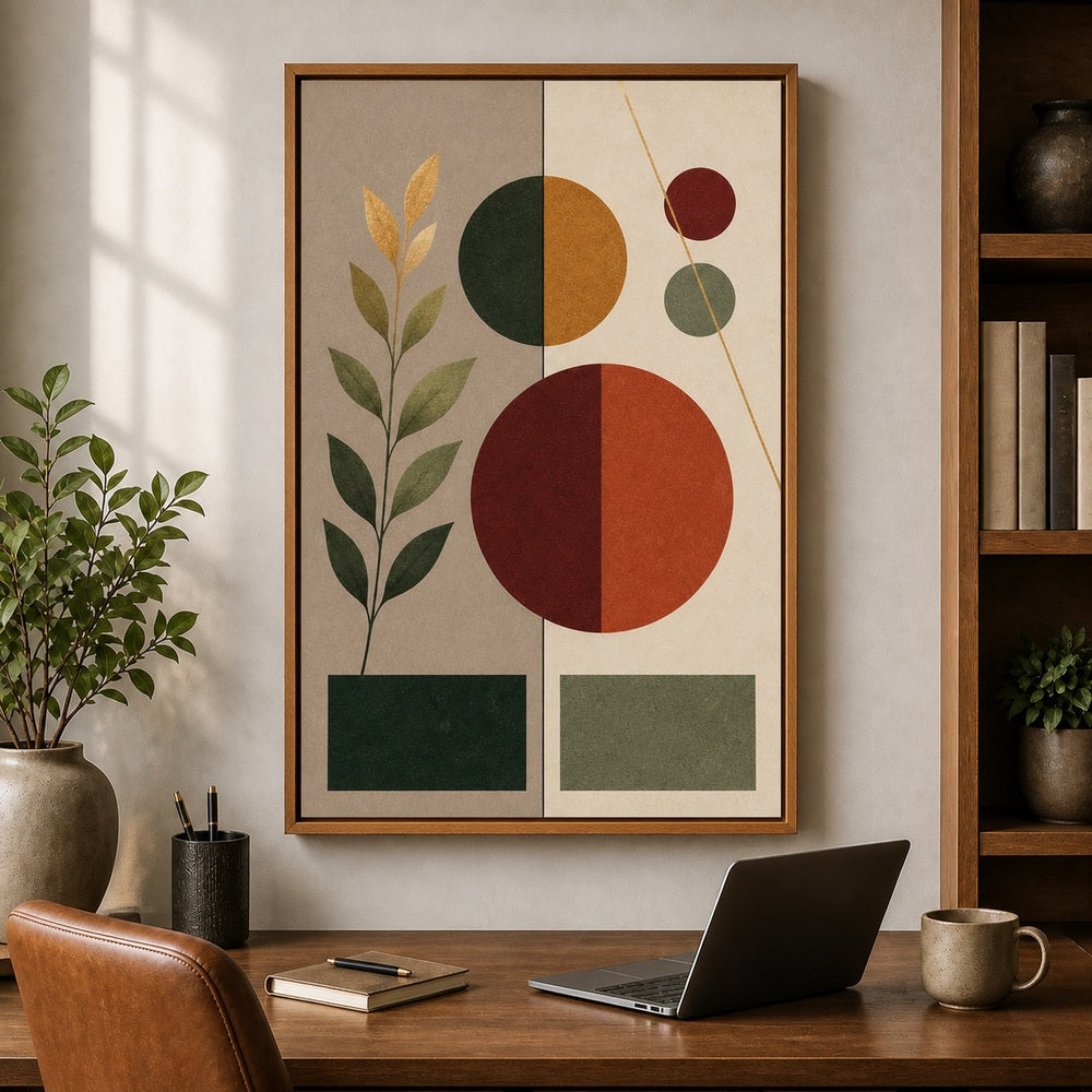 Divided Geometry Botanical Floating Frame Wall Art - 05
