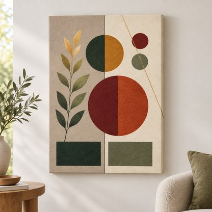 Divided Geometry Botanical Floater Frame Canvas Wall Art | frameless close wall hero